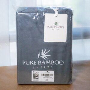 NEW ~ Pure Bamboo 4 pc King Bed Sheets Set 100% Organic Soft & Cooling, Charcoal
